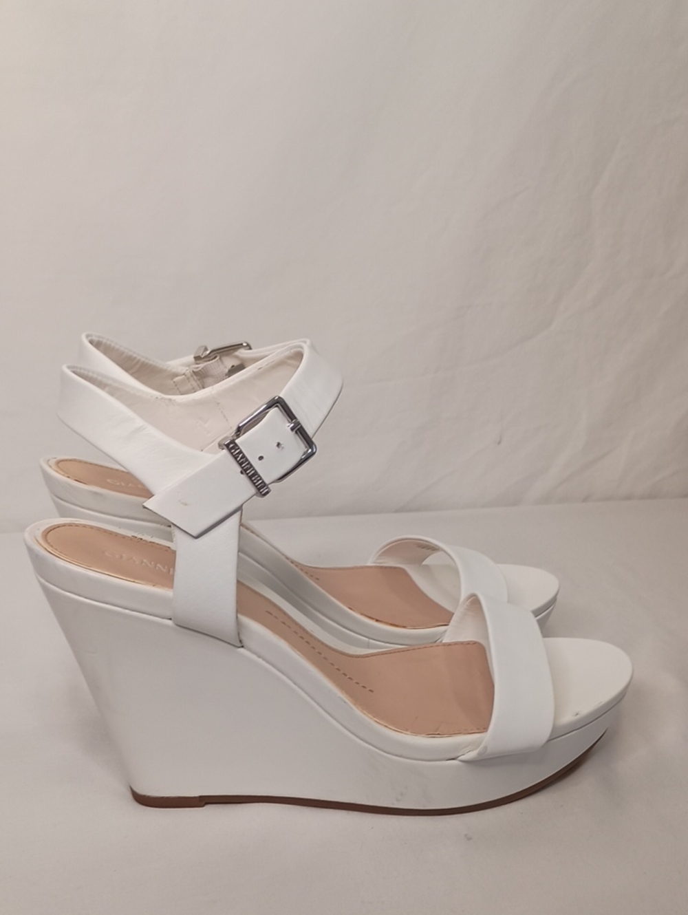 Gianni Bini Telmma Leather Platform Wedge Sandals – Women’s Size 10 White - Picture 5 of 7